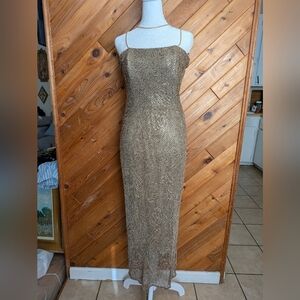 Gunne Sax Gold Backless Dress